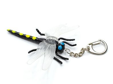 Libellen Schlüsselanhänger Miniblings Insekt Tier Libelle schwarz gelbe Punkte