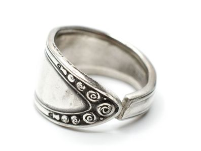 Unikat Ring aus antiken Löffel Gabel hergestellt Miniblings Antik Upcycling Y6