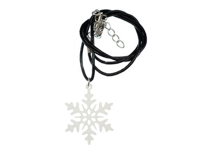 Schneeflocke Kette Halskette Eisblume Flocke Weihnachten Acrylglas 3cm Leder