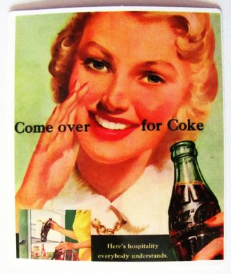 Coca Cola - Aufkleber - Come over for Coke - Motiv 002 - 61 x 52 mm