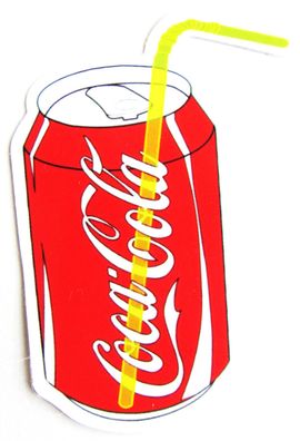 Coca Cola - Aufkleber - Dose mit Trinkhalm - Motiv 121 - 64 x 47 mm