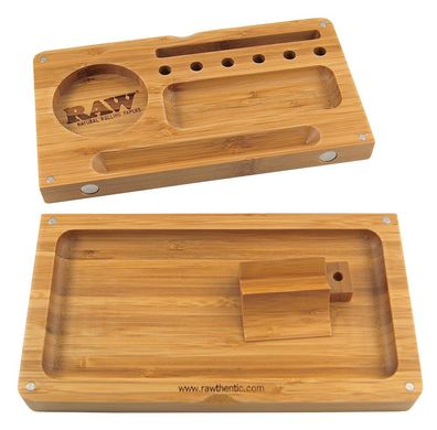 RAW Rolling Tray Bambus Magnetische Flip-Box 22 x 23,5 x 2 cm NEU