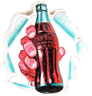Coca Cola - Aufkleber - Flasche in Hand - 72 x 70 mm - Motiv 149