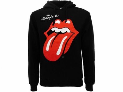 The Rolling Stones Zunge Logo Hoodie Pullover Sweater Black - Official Merchandise