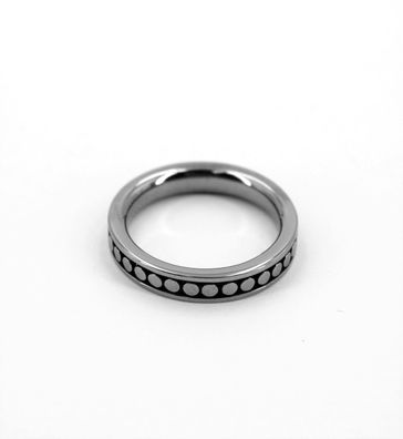 Tuscany Silver Ring Schwarz Rhodiniert Sterling Silber Gemustert Band Größe 54
