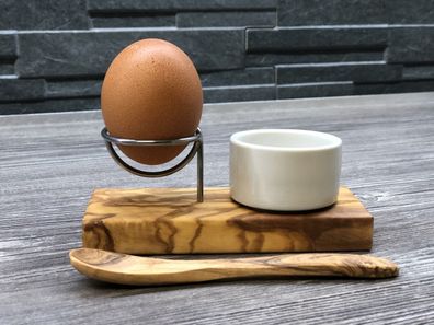 Eierhalter DESIGN PLUS inkl. Eierlöffel aus Olivenholz