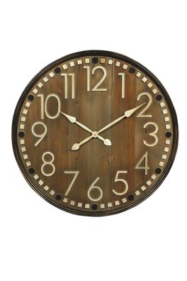 bhp Holz Wanduhr 80cm mit arabischen Ziffernblatt , Holzoptik