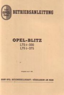 Betriebsanleitung Opel-Blitz, 1,75 t - 330, 1,75 - 375, LKW, Oldtimer