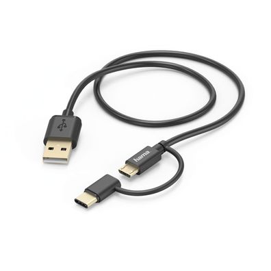 Hama 2in1 USB-2.0 Lade-/ Datenkabel Micro-USB & Typ C 1m 480 Mbit/ s Reiseset Neu