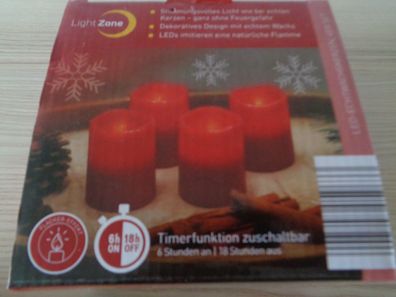 LED Echtwachskerzen, 4er Set - Timerfunktion zuschaltbar 6 Stunden