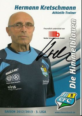Hermann Kretschmann Autogrammkarte Chemnitzer FC 2012-13 Original Sign + A 220173