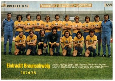 Eintracht Braunschweig Mannschaftskarte 1974-75