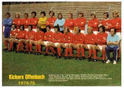 Kickers Offenbach Mannschaftskarte 1974-75