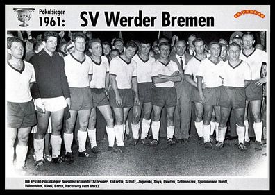 Werder Bremen Mannschaftskarte DFB Pokalsieger 1961