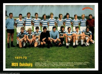 MSV Duisburg Mannschaftskarte 1971-72