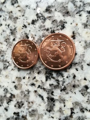 1 + 2 Euro Cent Münzen Münze Euromünzen Finnland Neu aus Rolle Finland Suomi