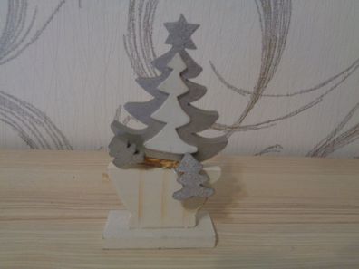kleiner Tannenbaum-Deko Weihnachten -silber weiß
