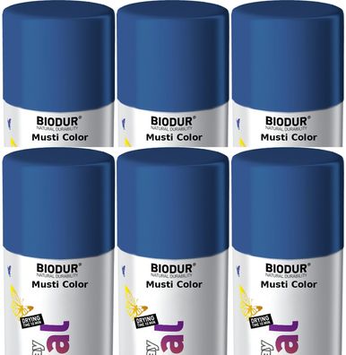 6x400ml Biodur Lackspray Spraydose Sprühlack Spraylack Farbe Enzianblau RAL 5010