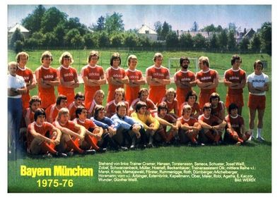FC Bayern München Mannschaftskarte 1975-76 + 2