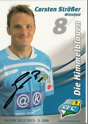 Carsten Sträßer Autogrammkarte Chemnitzer FC 2012-13 Original Signiert + A 23300