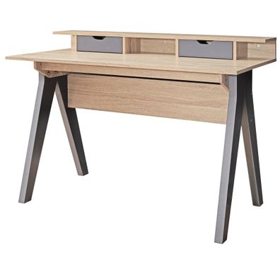 Wohnling Design Schreibtisch mit Schubladen MASSA Bürotisch Sonoma / Grau 120 cm ...