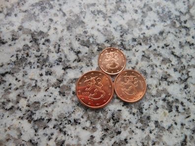 1 + 2 + 5 Euro Cent Münzen Münze Euromünzen Finnland Neu aus Rolle Finland Top