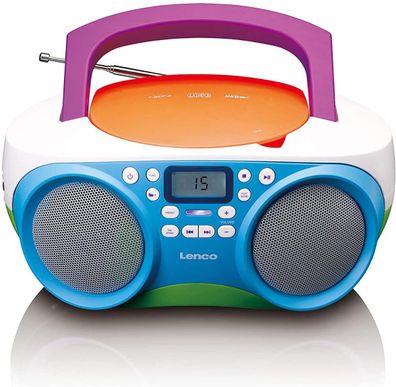 Lenco SCD-41 CD Player für Kinder mit USB Boombox Stereoanlage bunt