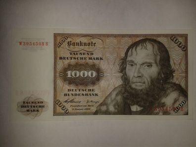 Original 1000 Mark 1960 Banknote 1000 D-Mark Deutsche Bundesbank 1000 DM 1960