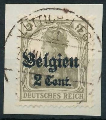 BES. 1WK Landespost Belgien Nr 10 zentrisch gestempelt Briefstück X44315A