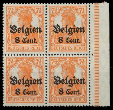 BES. 1WK Landespost Belgien Nr 13bII postfrisch Viererb X4476CE