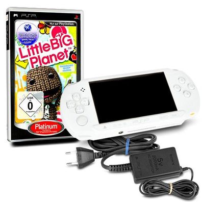 PSP Konsole E1004 in Weiss / White #50A + original Ladekabel + Spiel Little Big ...