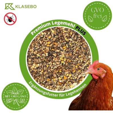 25 kg Premium Legemehl PLUS mit Oregano - Geflügelfutter für Hühner, Gänse, Enten