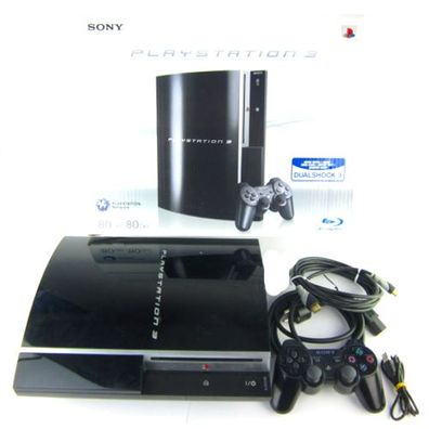 PS3 Konsole Fat 80 GB Modell Nr. CECHL04 in Schwarz + Stromkabel + HDMI-Kabel + ...