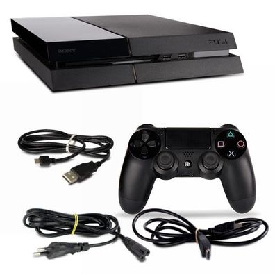 PS4 Konsole schwarz Modell CUH-1004A 500 GB + original Controller mit Ladekabel + ...
