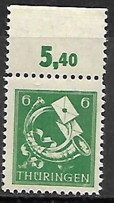 Alliierte Besetzung sowjet. Zone Thüringen postfrisch Michel-Nummer 95AX
