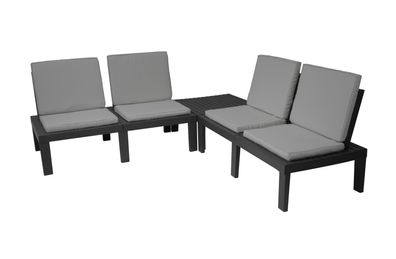 Lounge Garnitur mit 4 Sitzen und Tisch - inkl. Kissen - Garten Balkon Möbel Set