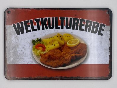 Blechschild 18 x 12 cm - Österreichisches Weltkulturerbe - Wiener Schnitzel