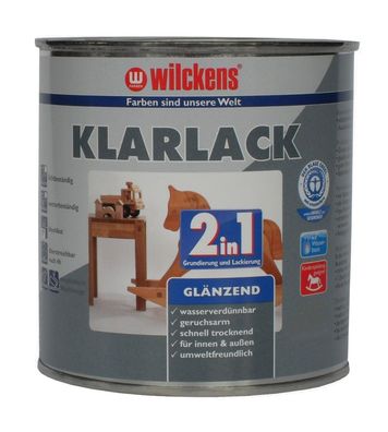 Wilckens 750 ml Klarlack 2in1 Glänzend, Acryl, wasserverdünnbar für ca. 9 m&sup2;