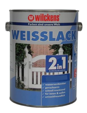 Wilckens 2in1 Weisslack Grund & Deckanstrich 2,5 L. Acryl, Weiß Glänzend