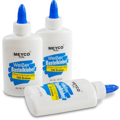 Meyco weißer Bastelkleber 3er Pack 120 g Universalkleber Lösungsmittelfrei