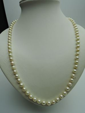 Perlenkette 59 cm aus Akoya-Zuchtperlen 6,5 mm einzelnd geknotet 141