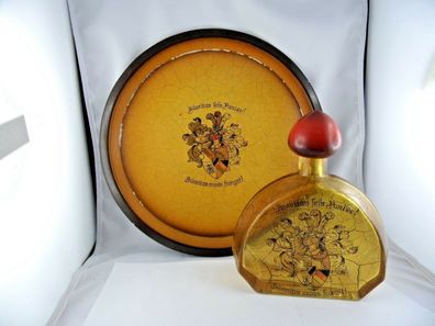 Studentika Hilaritas sei's Panier Bruchglas Flasche Tablett Wappen Antik