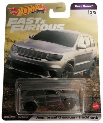 Mattel GRL74 Hot Wheels Premium Jeep Grand Cherokee Trackhawk grau Fast and Furi