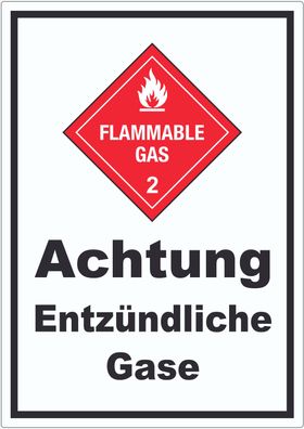 Aufkleber innenklebend Entzündliche Gase Flammable Gas