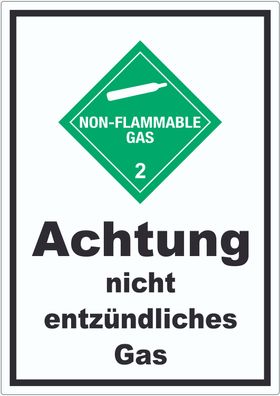 Aufkleber nicht entzündliches Gas non-flammable