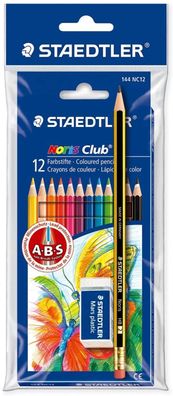 Farbstifte-Set, mit 12 Stiften und Radierer