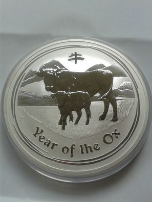 10$ 2009 Australien Lunar Ochse 10 Unzen 311g 999er Silber in Münzdose