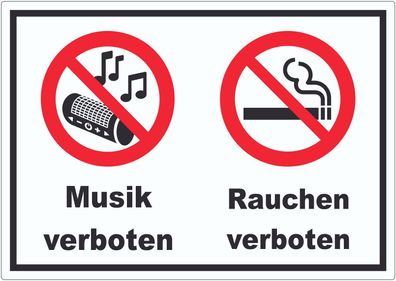 Aufkleber Musik und Rauchen verboten