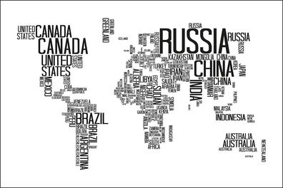 Muralo VINYL Fototapete XXL TAPETE Karte Welt Länder Aufschriften 274