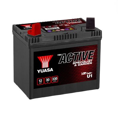YUASA U1 12V 30Ah 330A Batterie für Rasenmäher und Garten wartungsfrei